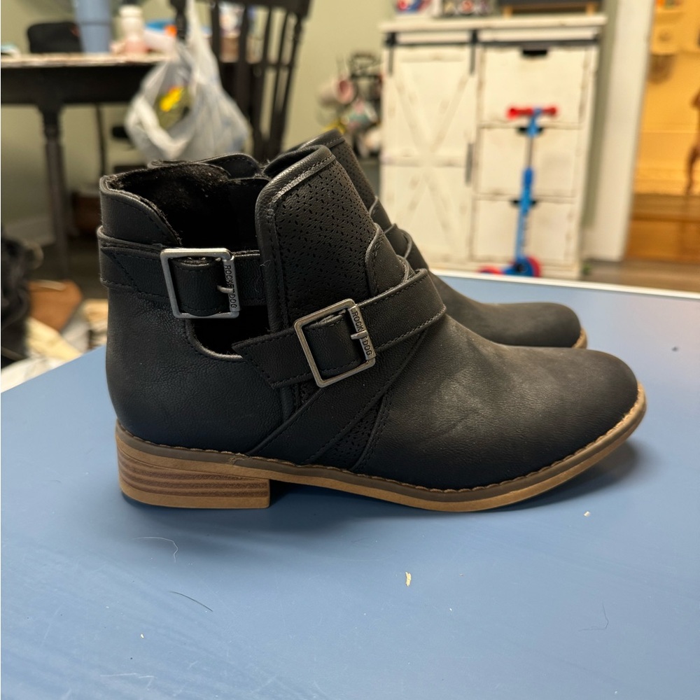 Rocket Dog Black Ankle Boots with Buckle Straps